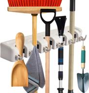 onmier wall mounted mop and broom holder - 5 positions & 6 hooks for garden, garage storage logo