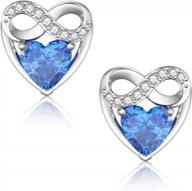 dalaran forever love heart stud earrings 925 sterling silver birthstone zirconia jewelry for women mother wife sister logo