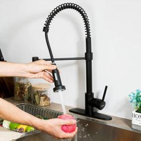 img 2 attached to Upgrade Your Kitchen With GAPPO'S Commercial Solid Brass Matte Black Faucet With Pull-Down Sprayer