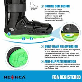 img 2 attached to NEENCA медицинский надувной прогулочный ботинок, ботинок для перелома Air Cam Walker, ортопедический ботинок для восстановления боли в лодыжке, растяжения лодыжки, стрессового перелома, сломанной ноги, ахиллова тендинита. Высокая версия-USA042 (черный, большой)
