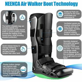 img 3 attached to NEENCA медицинский надувной прогулочный ботинок, ботинок для перелома Air Cam Walker, ортопедический ботинок для восстановления боли в лодыжке, растяжения лодыжки, стрессового перелома, сломанной ноги, ахиллова тендинита. Высокая версия-USA042 (черный, большой)