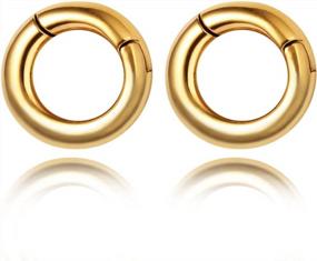 img 4 attached to 2 PCS 316 Stainless Steel Elegant Hoop Ear Hangers - Anti-Allergic Body Jewelry Piercing Dangle Gauges Tunnels 6G For Women