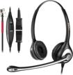 rj9 telephone headset dual w/ noise cancelling mic for yealink, avaya, grandstream & more - quick disconnect (602qy1) logo