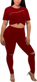 img 2 attached to Stylish 2-Piece Women'S Joggers Set - Short Sleeve T-Shirt And Club Jumpsuit Tracksuit