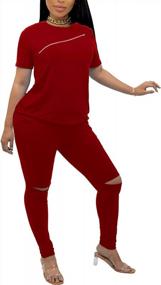 img 3 attached to Stylish 2-Piece Women'S Joggers Set - Short Sleeve T-Shirt And Club Jumpsuit Tracksuit
