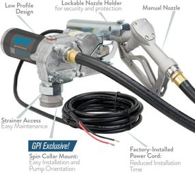 img 3 attached to 🔥 GPI M-150S Fuel Transfer Pump: Unleaded Nozzle, Manual Shut-Off, 15 GPM, 12' Hose, Power Cord, Spin Collar, Adjustable Suction Pipe (110000-99)