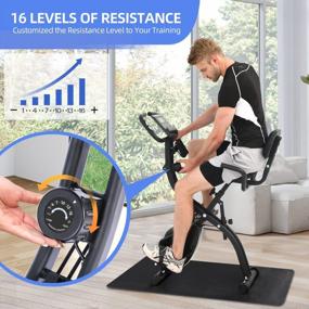 img 3 attached to Foldable Exercise Bike, Sportneer 2023 New Version 3 In 1 Resistance Stationary Bike With 16 Level Magnetic, Indoor Cycling Bike With PVC Floor Mat, Folding Workout Bike, Versatile LCD Screen, Heart Rate Grip