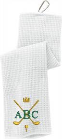 img 4 attached to Design Your Own Monogrammed Golf Towel With Embroidered Initials - Trifold Golf Towels With Grommet And Carabiner Clip - Personalized Gift For Golfers