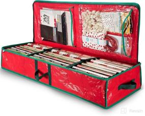 img 4 attached to 🎁 ZOBER Underbed Gift Wrap Organizer – 40” Long | Interior Pockets, Fits 18-24 Standard Rolls | Wrapping Paper Storage Box | Holiday Accessories, Underbed Storage – Tear Proof Fabric