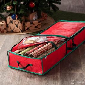 img 3 attached to 🎁 ZOBER Underbed Gift Wrap Organizer – 40” Long | Interior Pockets, Fits 18-24 Standard Rolls | Wrapping Paper Storage Box | Holiday Accessories, Underbed Storage – Tear Proof Fabric