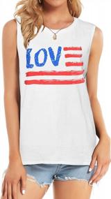 img 3 attached to Women'S Sleeveless American Flag Tank Top: Summer Casual Loose Tunic Blouse In White Flag Design (Size L)