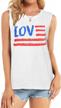 women's sleeveless american flag tank top: summer casual loose tunic blouse in white flag design (size l) logo