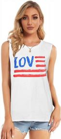 img 2 attached to Women'S Sleeveless American Flag Tank Top: Summer Casual Loose Tunic Blouse In White Flag Design (Size L)