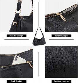 img 1 attached to Kattee Soft Leather Hobo Handbags For Women, Genuine Top Handle Vintage Shoulder Purses