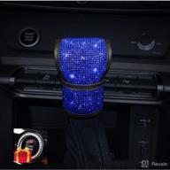 💎 sparkling blue bling bling auto shift gear cover, leather gear shift knob cover with crystal glitter rhinestones for girls and ladies - universal fit логотип