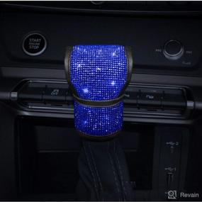 img 2 attached to 💎 Sparkling Blue Bling Bling Auto Shift Gear Cover, Leather Gear Shift Knob Cover with Crystal Glitter Rhinestones for Girls and Ladies - Universal Fit