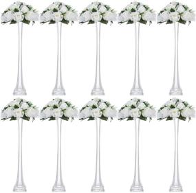 img 4 attached to Decorate Your Venue With Nuptio Wedding Feather Centerpieces - Set Of 10 19.7 Inch Tall Clear Glass Vases For Table Centerpieces