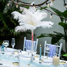 img 2 attached to Decorate Your Venue With Nuptio Wedding Feather Centerpieces - Set Of 10 19.7 Inch Tall Clear Glass Vases For Table Centerpieces