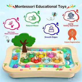 img 3 attached to 🎣 SmileBank Wooden Montessori Toys: Magnetic Fishing Game & Bee Color Sorting for 2-4 Year Olds - Educational & Fun Toddler Toys for Boys and Girls - Fine Motor Skills Development - Great Gifts!