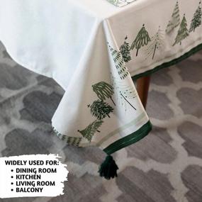 img 2 attached to Folkulture Christmas Tablecloth Or Rectangle Tablecloth, 60 X 84 Inch, 100% Cotton White Table Cloth For Holidays, Farmhouse Tablecloth Or Dining Table Cover, (A Christmas Story)