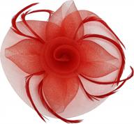 fascinator headband with flower, feather and sinamay for women - perfect for cocktail, tea party, kentucky derby and special occasions logo