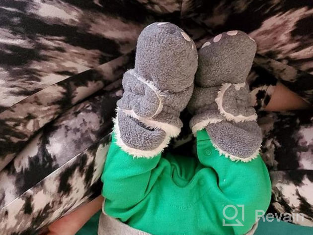 img 1 attached to Cozy Fleece Booties For Infant Boys And Girls By Ohwawadi - Soft Bottom, Warm Cartoon Socks Newborn Crib Shoes review by Sam Lee