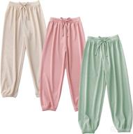 3-pack cotton linen printed soft trousers for little boys and girls - summer, spring, autumn casual long ankle pants by jeleuon логотип