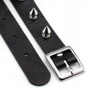 img 1 attached to Cool Punk Goth Metal Spike Studded PU Leather Necklace For Men And Women By MILAKOO
