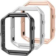 upgrade your fitbit blaze with bayite replacement steel frame - pack of 3 in black, silver and rose gold logo