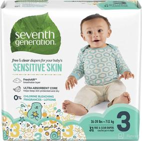 img 4 attached to Seventh Generation Size 3 Baby Diapers for Sensitive Skin - Animal Prints (31 Count)