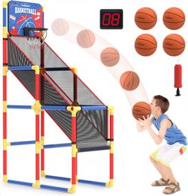 img 4 attached to Аркадная игра EagleStone Basketball Hoop в помещении с электронным табло, баскетбольное кольцо на открытом воздухе для детей с 4 мячами, звук Cheer. Баскетбольные спортивные игрушки для малышей, Баскетбольный подарок для мальчиков и девочек