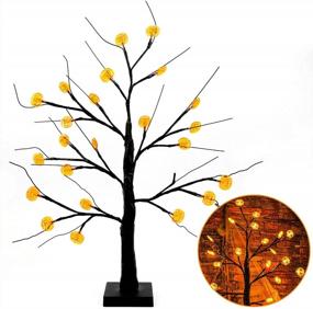 img 4 attached to Spook Up Your Space With Our 2FT Lighted Black Halloween Tree, Complete With 24 DIY Pumpkin, Battery Operated And Upgraded For Tabletop Decorations!