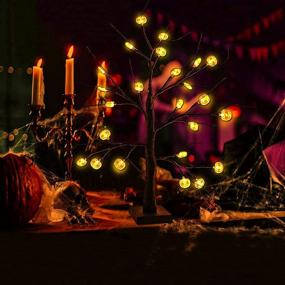 img 2 attached to Spook Up Your Space With Our 2FT Lighted Black Halloween Tree, Complete With 24 DIY Pumpkin, Battery Operated And Upgraded For Tabletop Decorations!