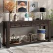 espresso console table with drawers and shelf - ideal for entryway, hallway, or sofa table storage by p purlove logo