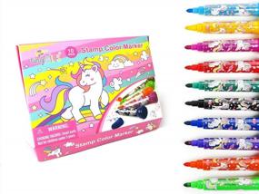 img 4 attached to Unicorn Stamp Marker Set Of 10, Birthday Gift Arts And Crafts