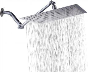 img 4 attached to Rain Shower Head With Adjustable Shower Arm - Sarlai Chrome Finish 12 Inch Solid Square Ultra Thin 304 Stainless Steel Rain Shower Head With Solid Brass 11 Inch Adjustable Extension Arm