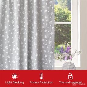 img 2 attached to Kids Nursery Curtains for Bedroom, Thermal Insulated Noise Reducing Window Curtain, Star Print Room Curtains for Living Room - 42 x 63 Inch, Set of 2 Panels, Light Grey