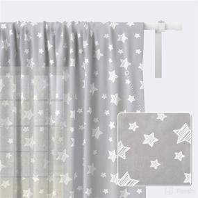 img 4 attached to Kids Nursery Curtains for Bedroom, Thermal Insulated Noise Reducing Window Curtain, Star Print Room Curtains for Living Room - 42 x 63 Inch, Set of 2 Panels, Light Grey