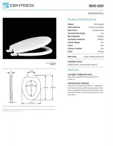 img 3 attached to Centoco 900-106 Elongated Wooden Toilet Seat, Heavy Duty Molded Wood With Centocore Technology, Bone