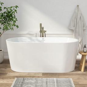 img 4 attached to FerdY Shangri-La 59" Acrylic Freestanding Bathtub - Glossy White, CUPC Certified W/ Brushed Nickel Drain & Overflow