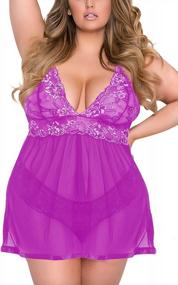 img 4 attached to Plus Size L-5XL JuicyRose Open Back Lingerie Babydoll Sleepwear Lace