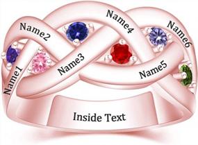 img 2 attached to Personalized Heart Birthstone Rings For Moms - TinyName Customized Promise Rings In 925 Sterling Silver For Women