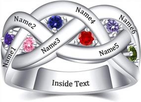 img 4 attached to Personalized Heart Birthstone Rings For Moms - TinyName Customized Promise Rings In 925 Sterling Silver For Women