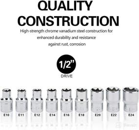 img 2 attached to 🔧 Renekton E-Torx Socket Set, E10 to E24, Cr-V Steel, 1/2-Inch Drive, 9-Piece Set with External Star Female E-Torx