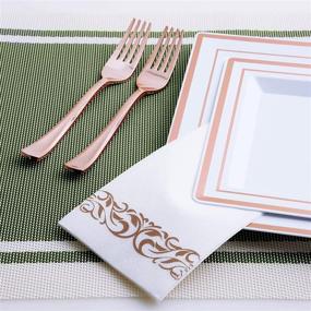 img 1 attached to 🌹 200-Pack Soft Linen-Like Disposable Hand Towels: Elegant Decorative Bathroom Napkins for Parties, Dinners, and Weddings in Rose Gold