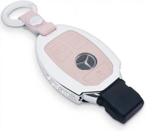 img 4 attached to Mercedes Benz Key Fob Chain With Bling Crystal Leather Sleeve - TopDall Compatible