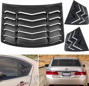 img 4 attached to Matte Black GT Lambo Style Rear & Side Window Louvers For Honda Accord 2013-2017 Sedan 4-Door - ABS Sun Shade Windshield Cover Set Of 3
