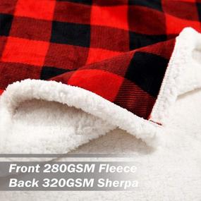 img 2 attached to Get Cozy This Christmas With Bobor Buffalo Plaid Throw Blanket - Red Black Sherpa Pattern, Perfect For Couch Bed & Super Soft Fuzzy Comfort