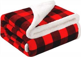 img 4 attached to Get Cozy This Christmas With Bobor Buffalo Plaid Throw Blanket - Red Black Sherpa Pattern, Perfect For Couch Bed & Super Soft Fuzzy Comfort