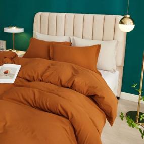 img 1 attached to Cozy Up With ROOMLIFE'S 3-Piece Pumpkin Duvet Cover Bedding Set - Warm Caramel, Super Soft And Durable For Queen Size Beds